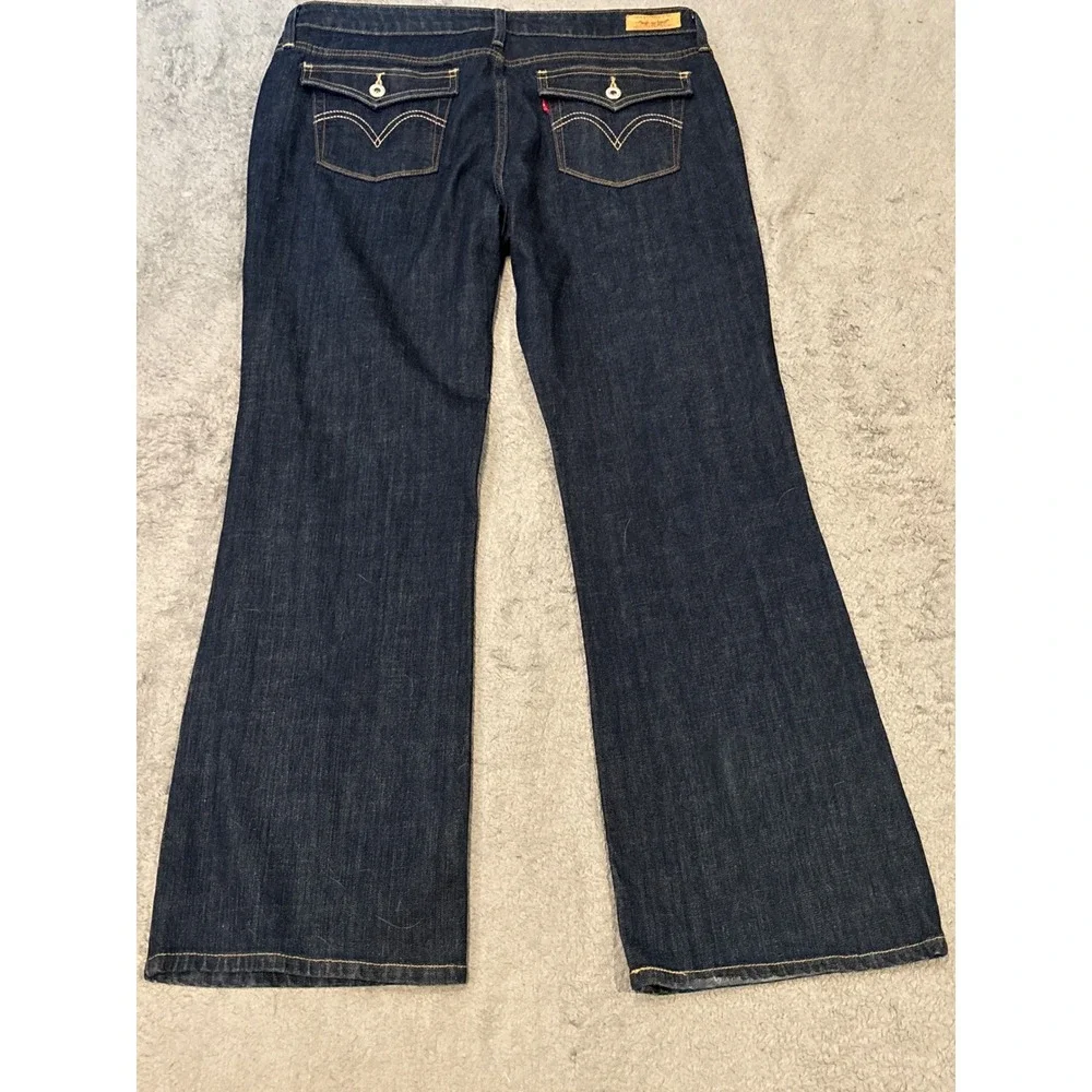 Levis 545 Low Boot Cut Jeans Womens 16 Medium Dark Wash Stretch Denim Blue